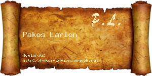Pakos Larion névjegykártya